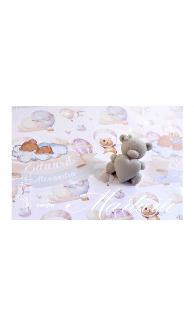 Trusou de botez cu ursuleti si baloane de aer cald Air Ballons Teddy Bear 4